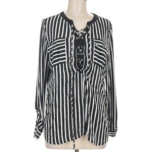 Elegant Monochrome Striped Women's Blouse